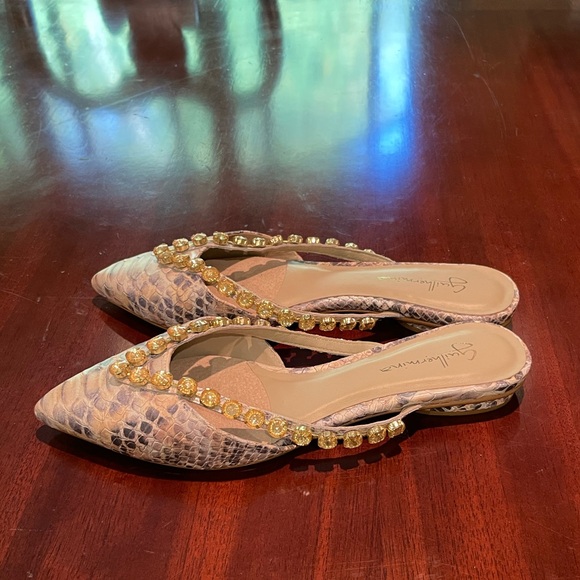 Anthropologie Guilhermina Embellished Snake Marfim Flats - Picture 6 of 6